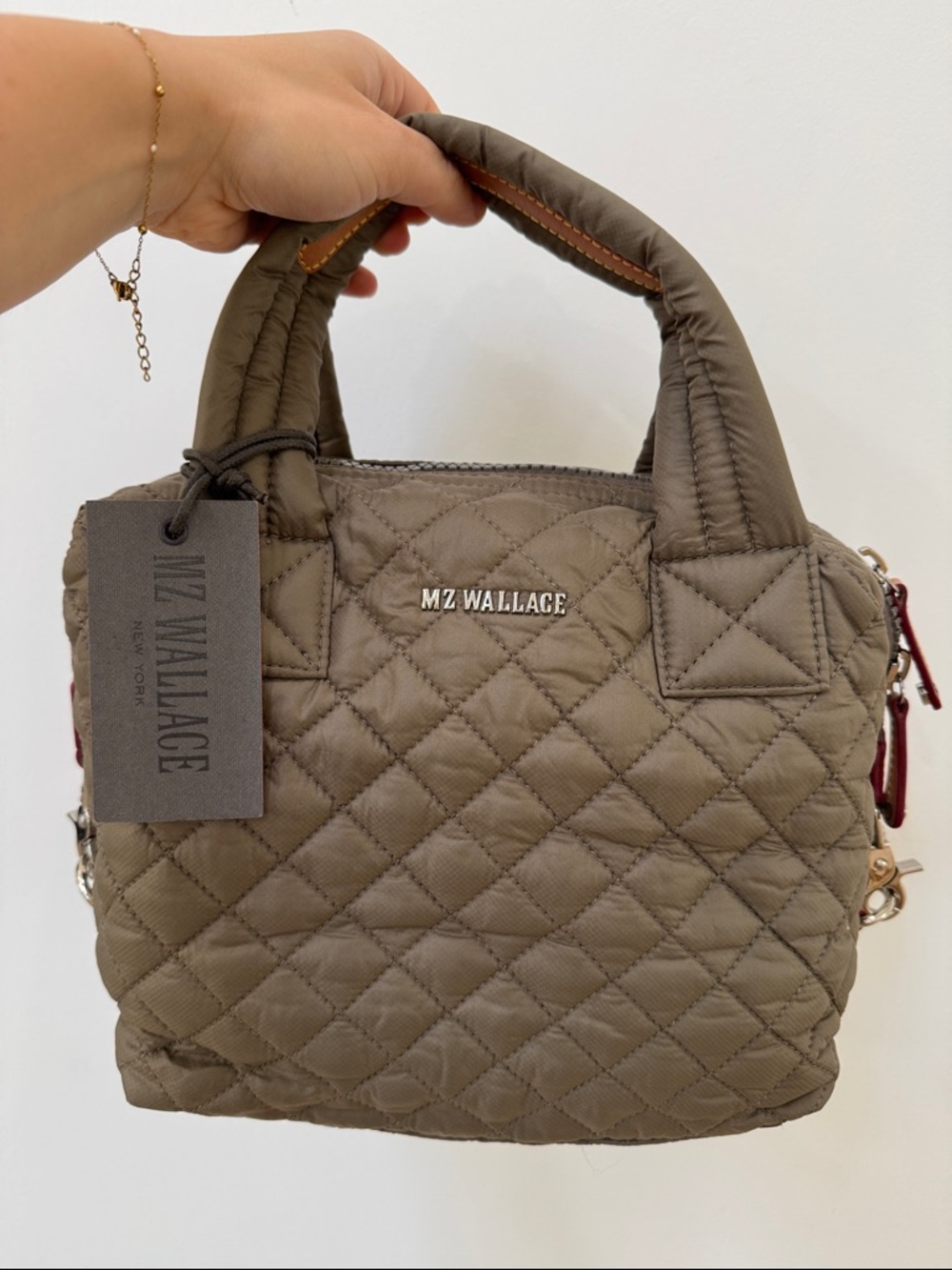 MZ Wallace Quilted Small Satchel in Clay